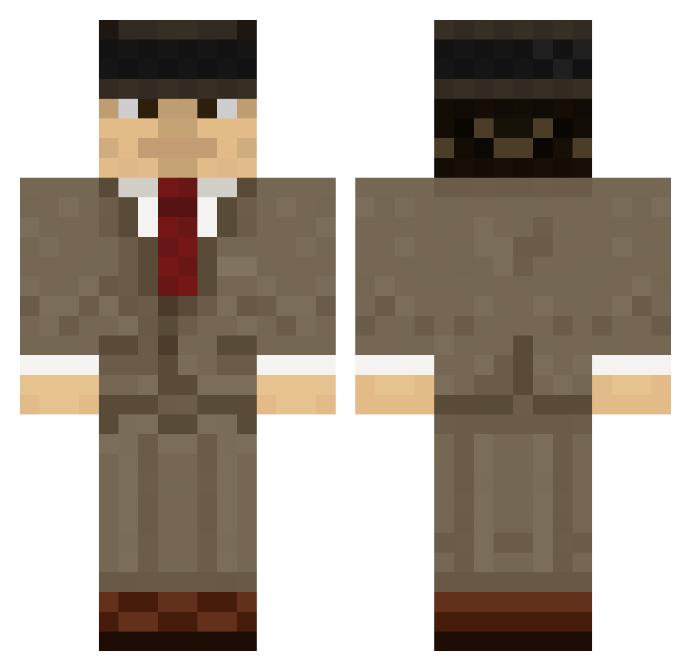 Fedora Minecraft skin, front and back view