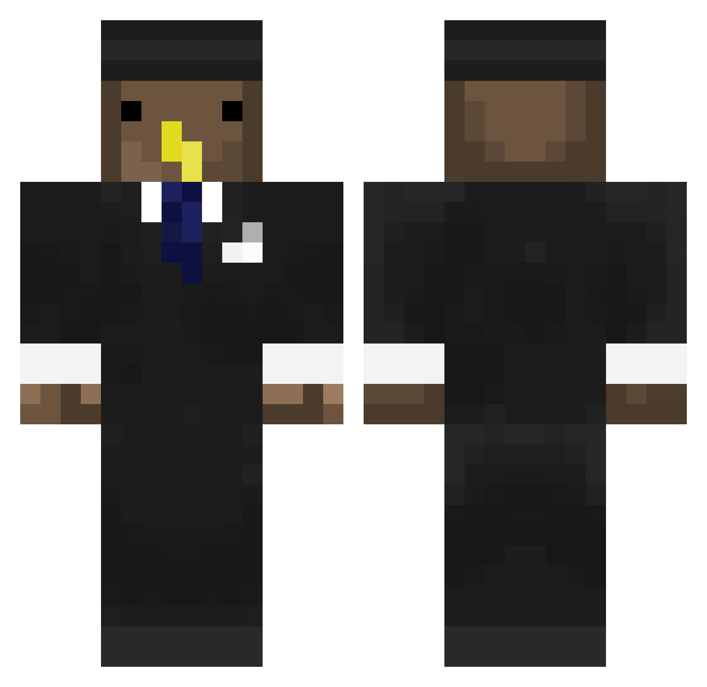 zrqt Minecraft skin, front and back view