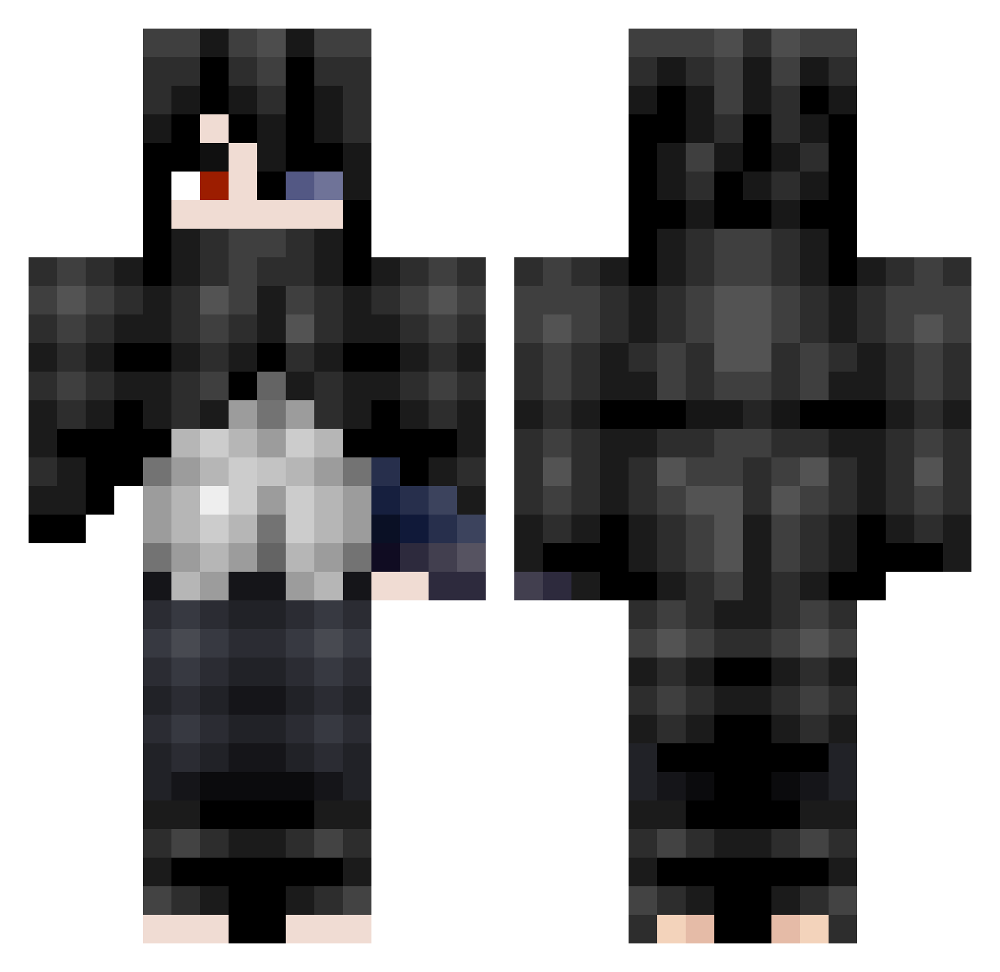 Xaltyds Minecraft skin, front and back view