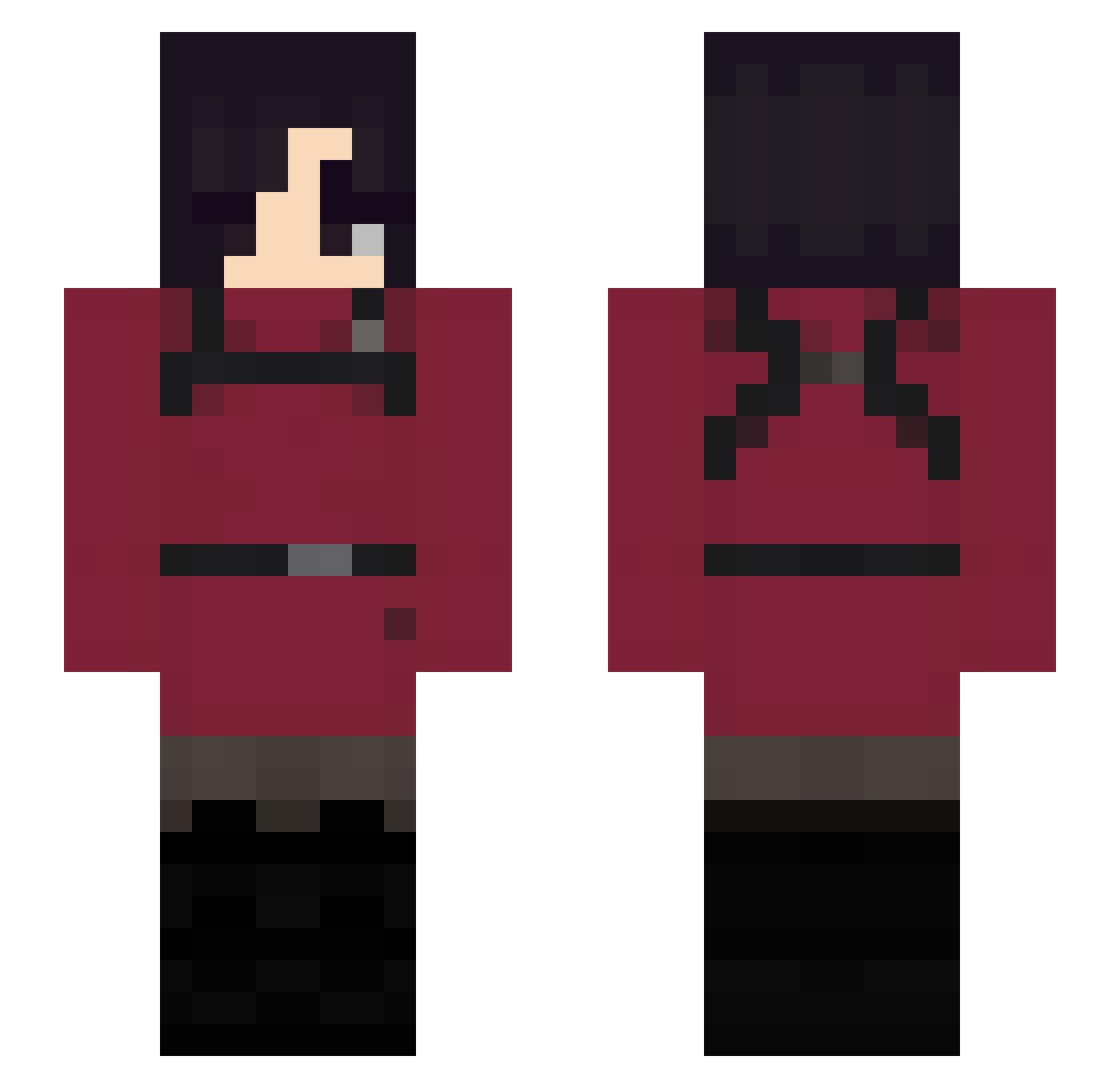 yPupy Minecraft skin, front and back view