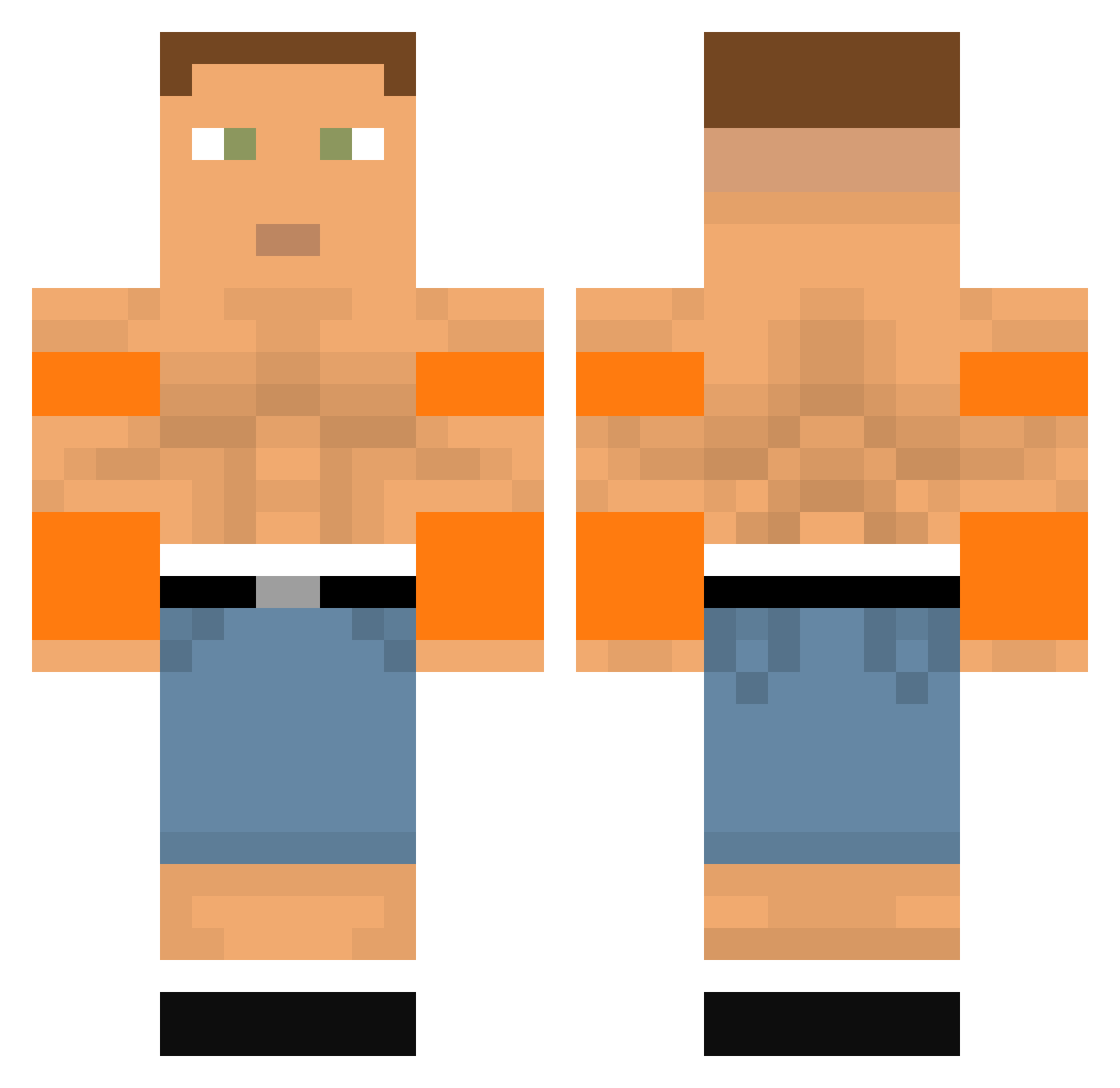 Creditable Minecraft skin, front and back view