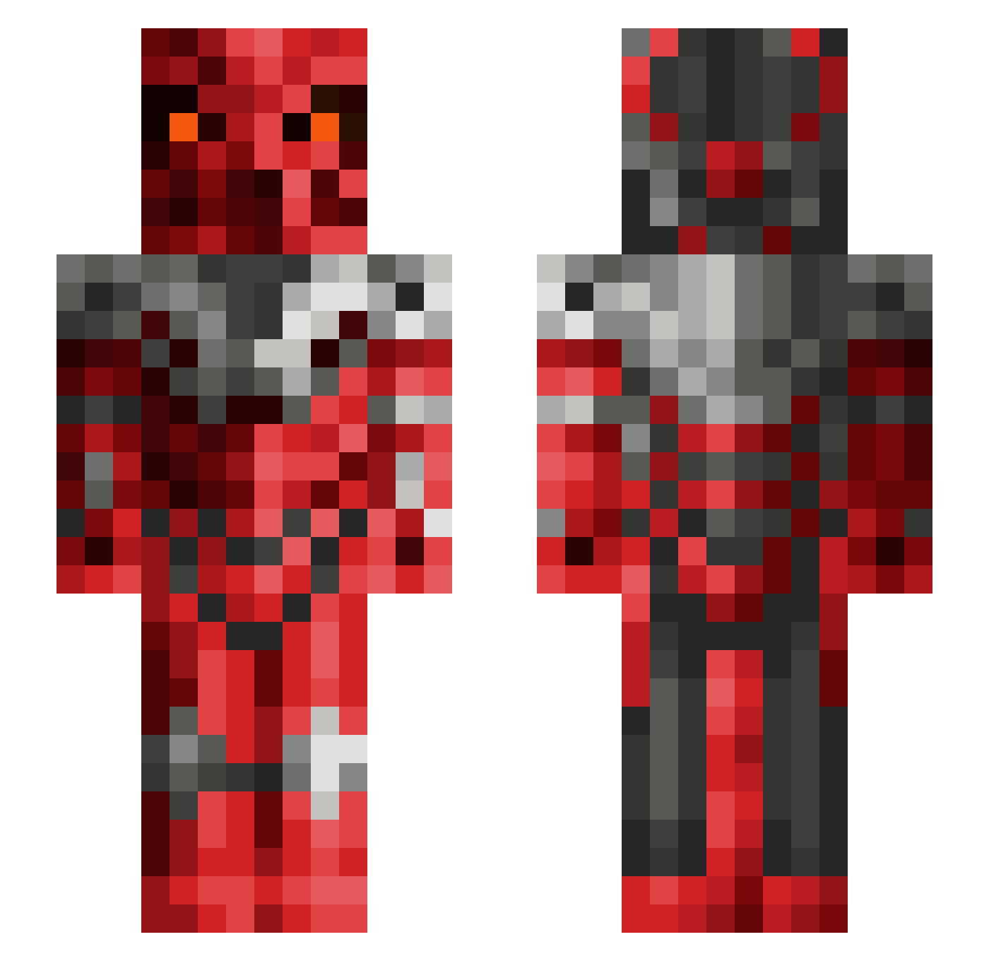 Xevins Minecraft skin, front and back view