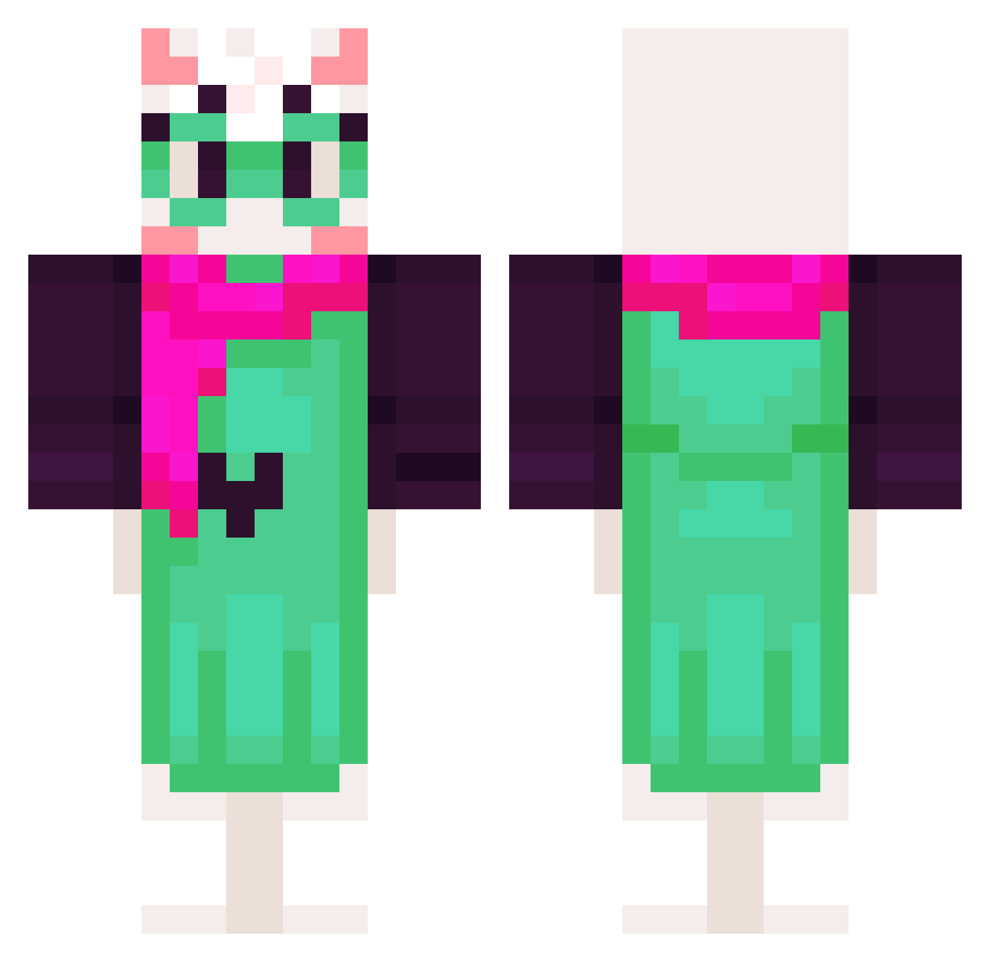 ChaosWise Minecraft skin, front and back view