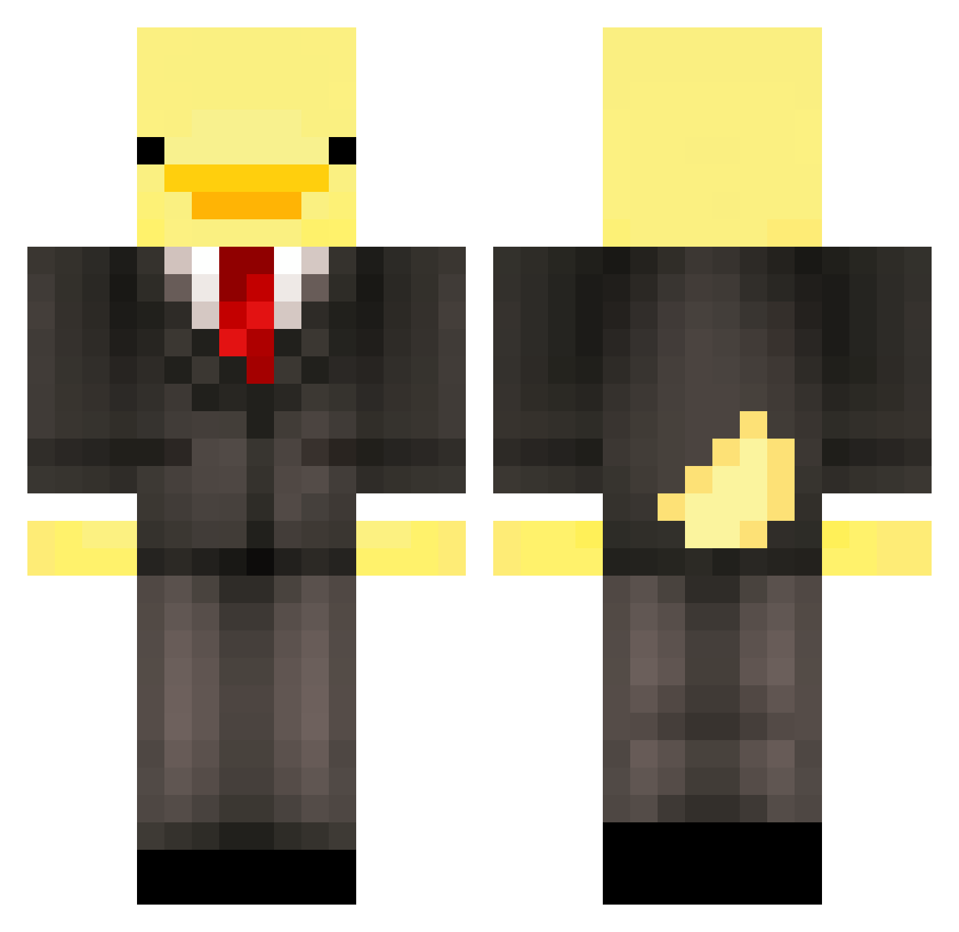Technothelarper Minecraft skin, front and back view