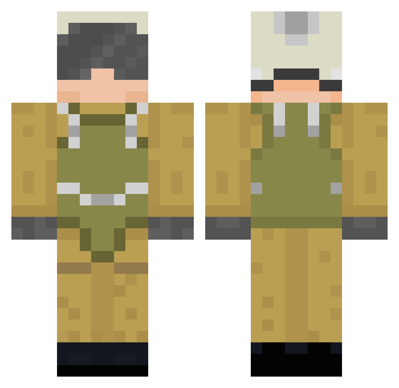 YellowBark Minecraft skin, front and back view
