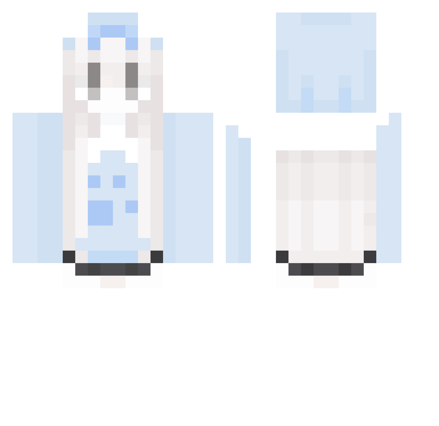 R8CH3L19 Minecraft skin, front and back view