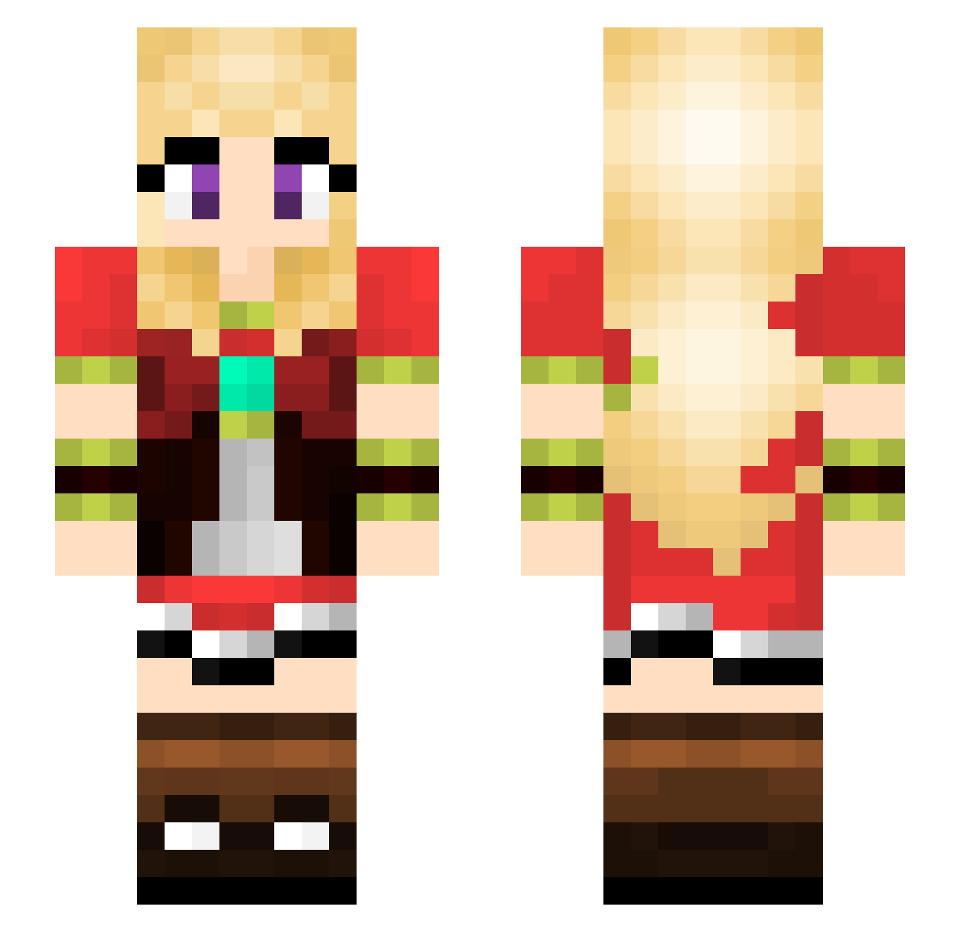 RyanChrono Minecraft skin, front and back view