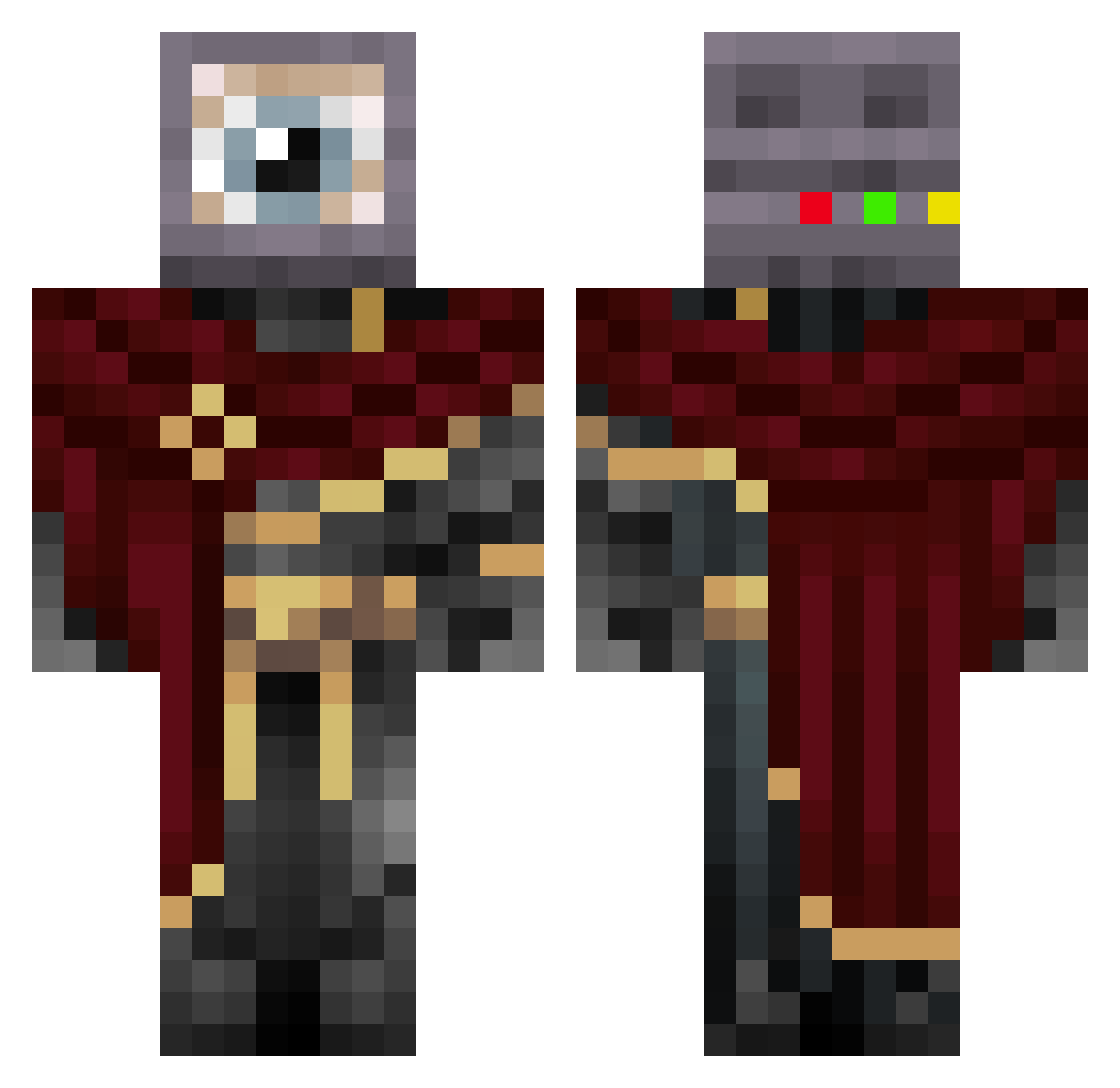 MakuTFA Minecraft skin, front and back view