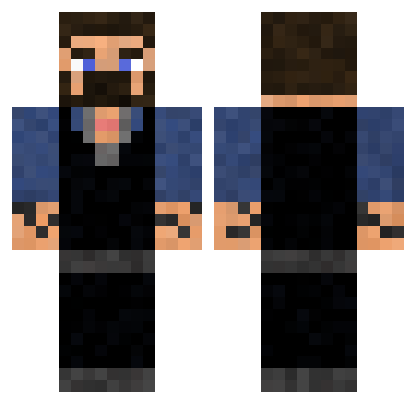 YuriYukii Minecraft skin, front and back view