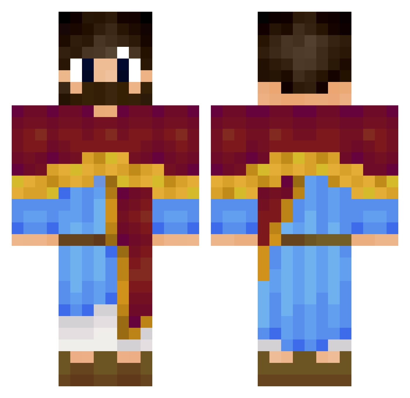 Caence Minecraft skin, front and back view
