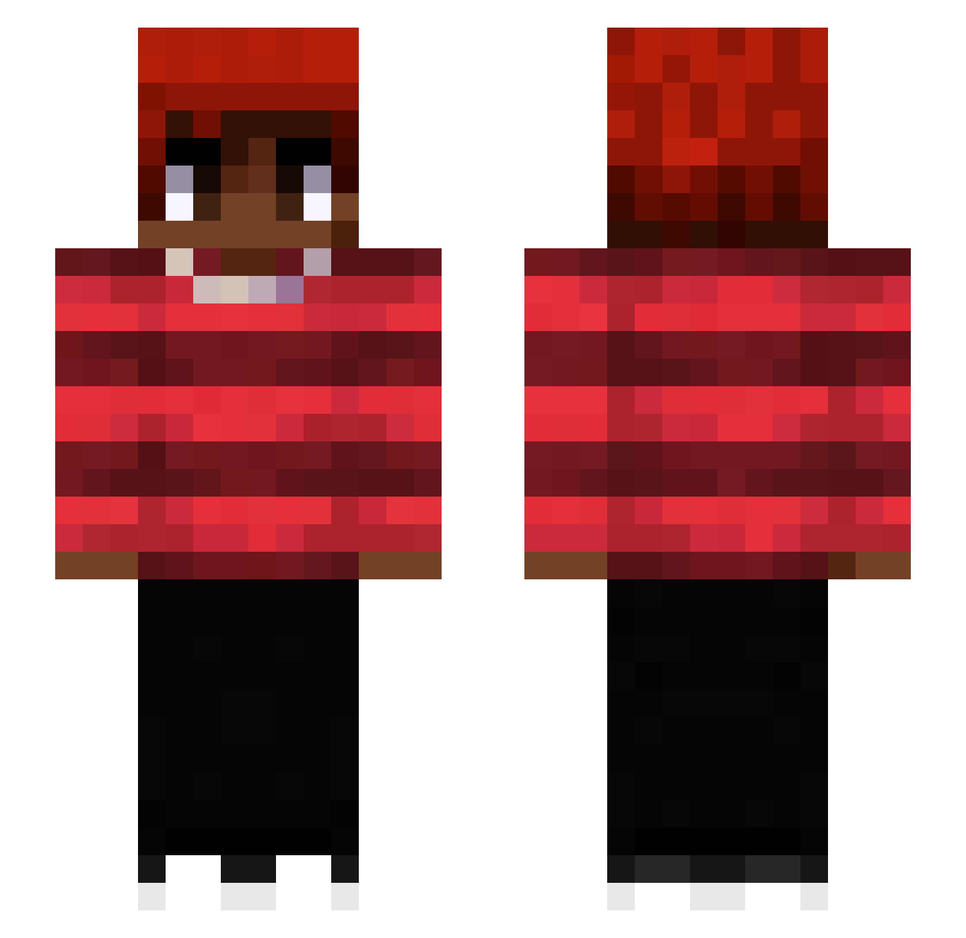 redonredonred Minecraft skin, front and back view