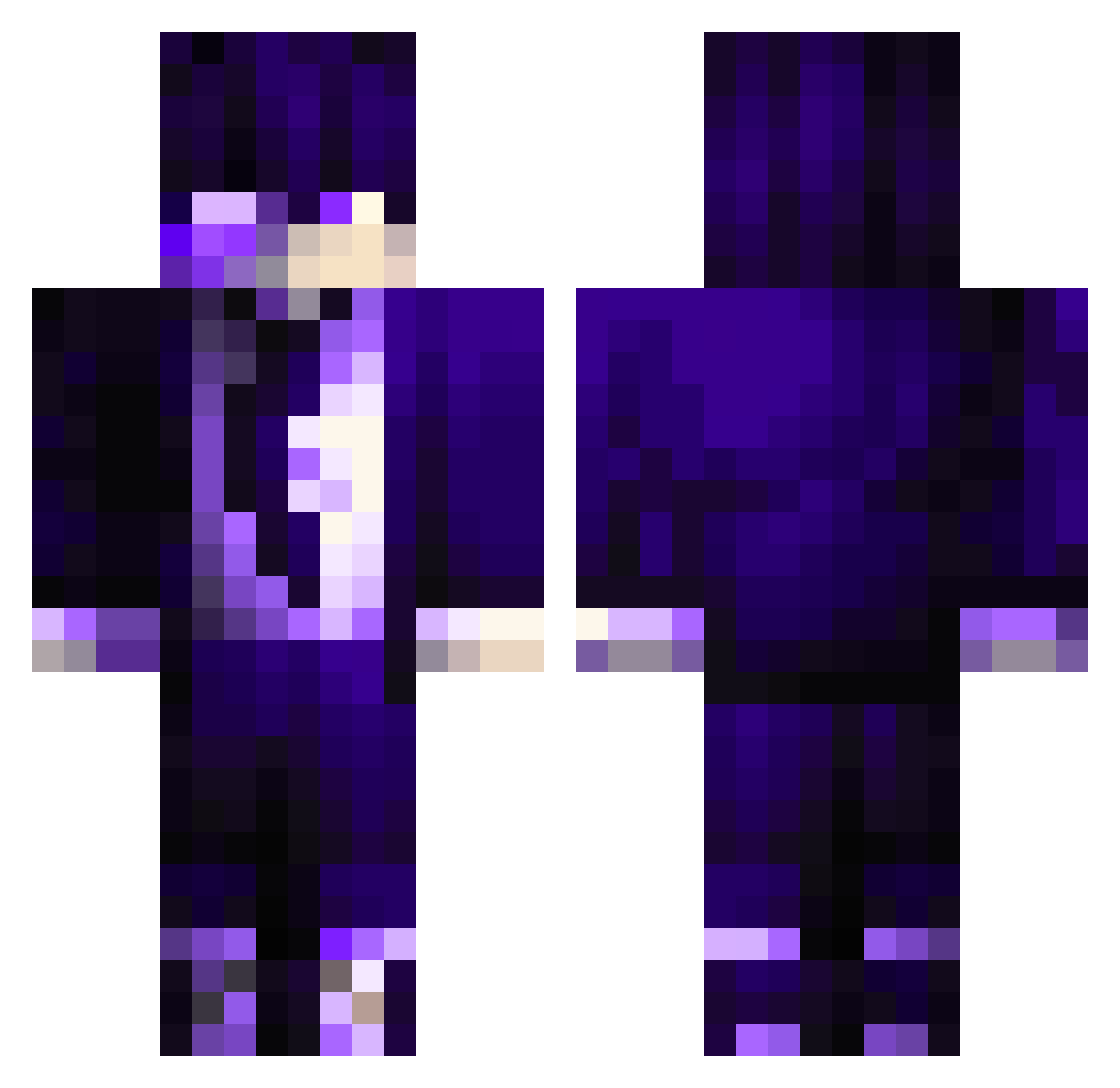 zBabaYaga Minecraft skin, front and back view