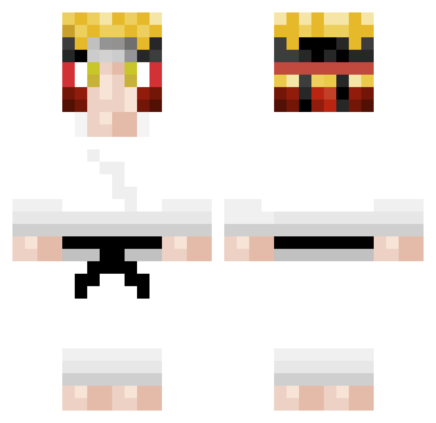 GibriHack Minecraft skin, front and back view