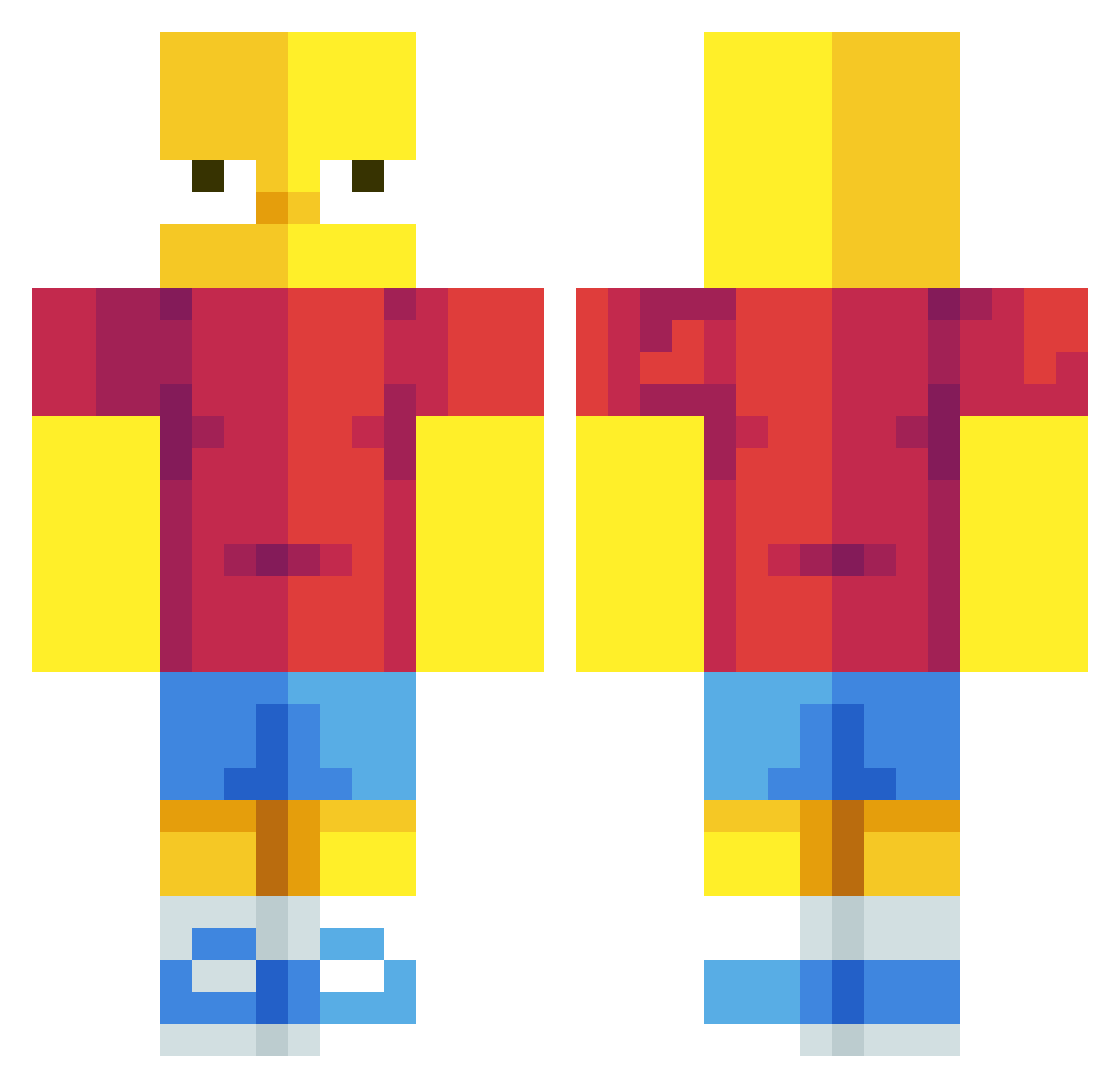 6x0 Minecraft skin, front and back view