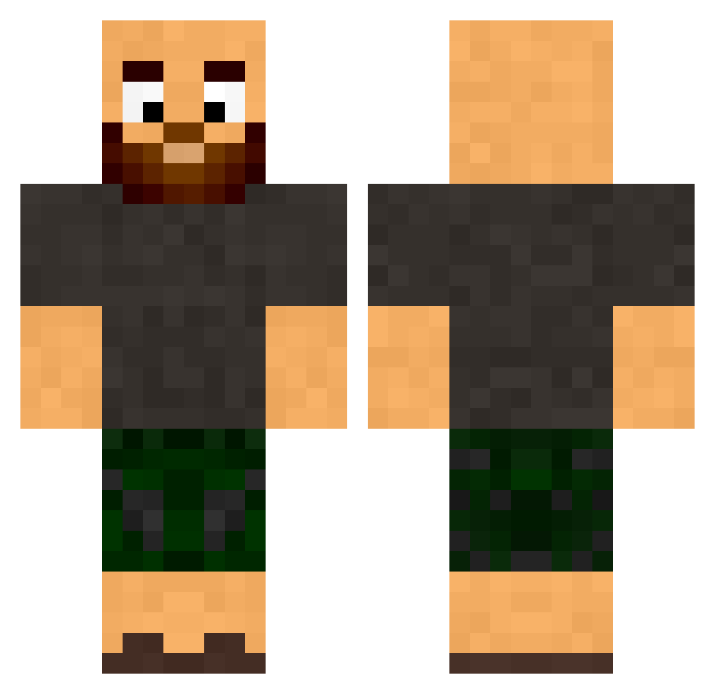 HellfireHD Minecraft skin, front and back view