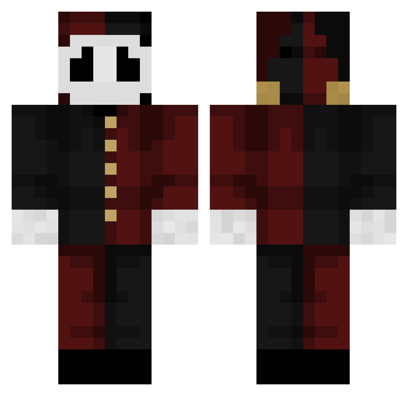 luaozito Minecraft skin, front and back view
