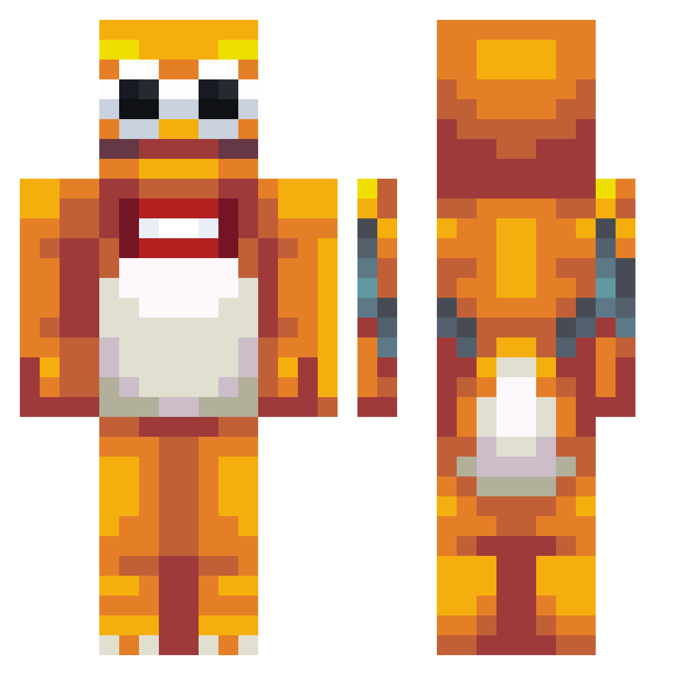 Clikr Minecraft skin, front and back view