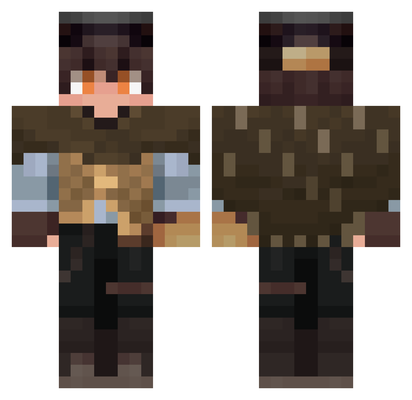 Kamer13 Minecraft skin, front and back view
