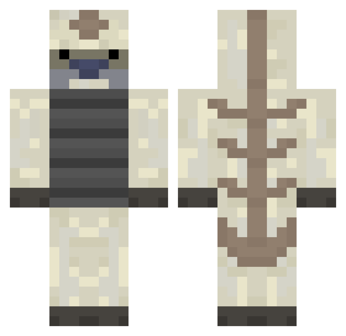 hardcakes Minecraft skin, front and back view