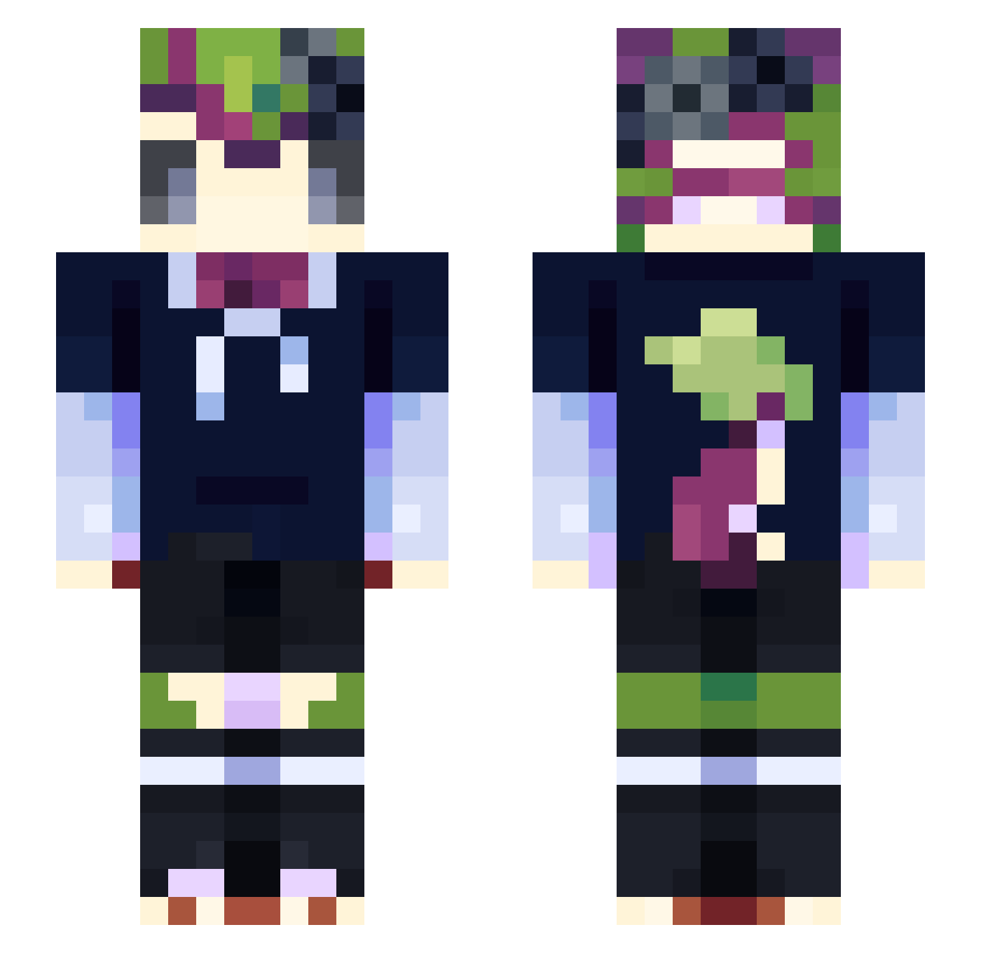lunlyf Minecraft skin, front and back view