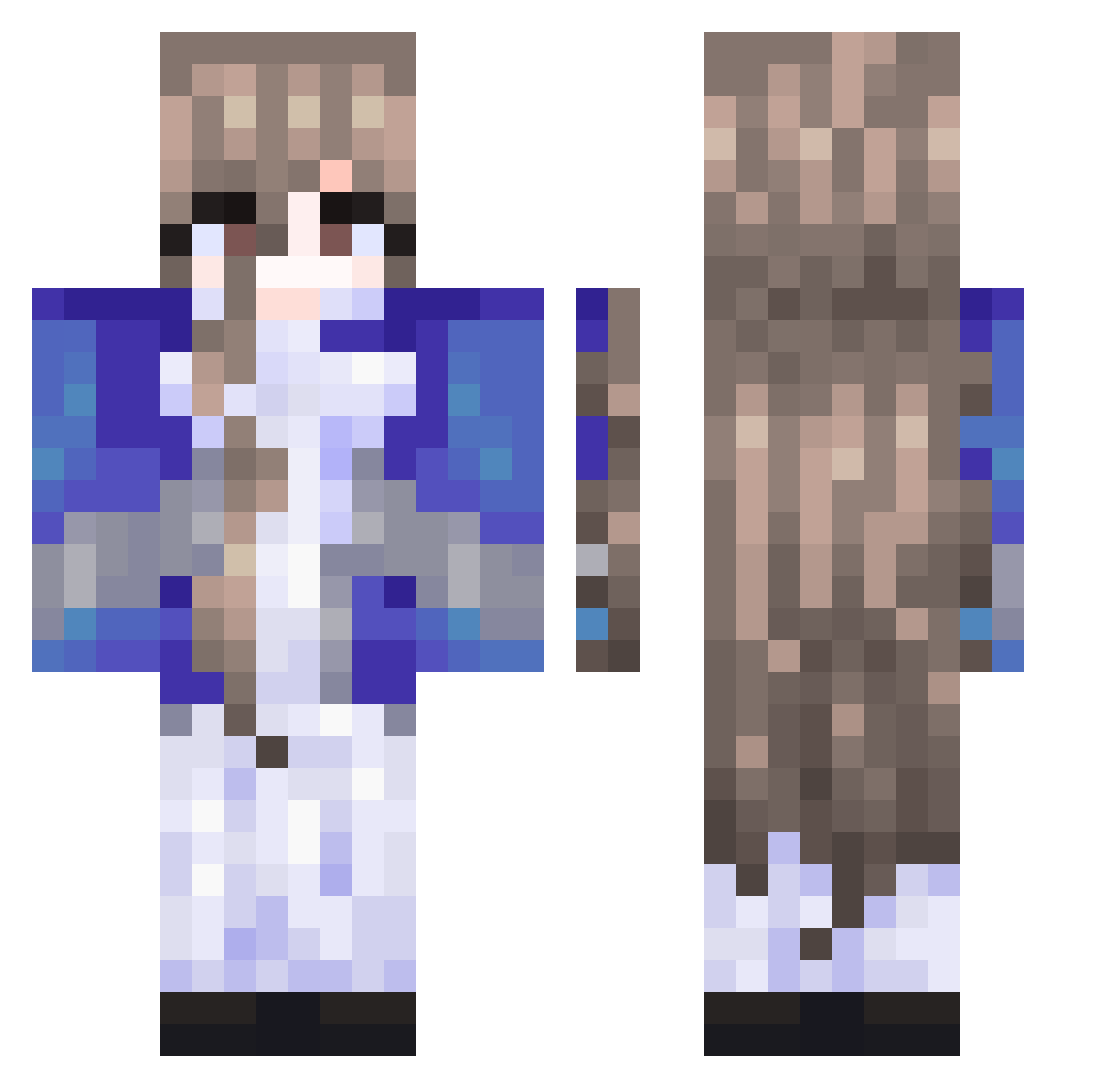 Arctifire Minecraft skin, front and back view