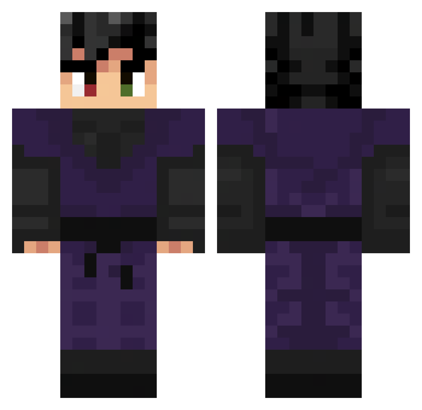 toileee Minecraft skin, front and back view