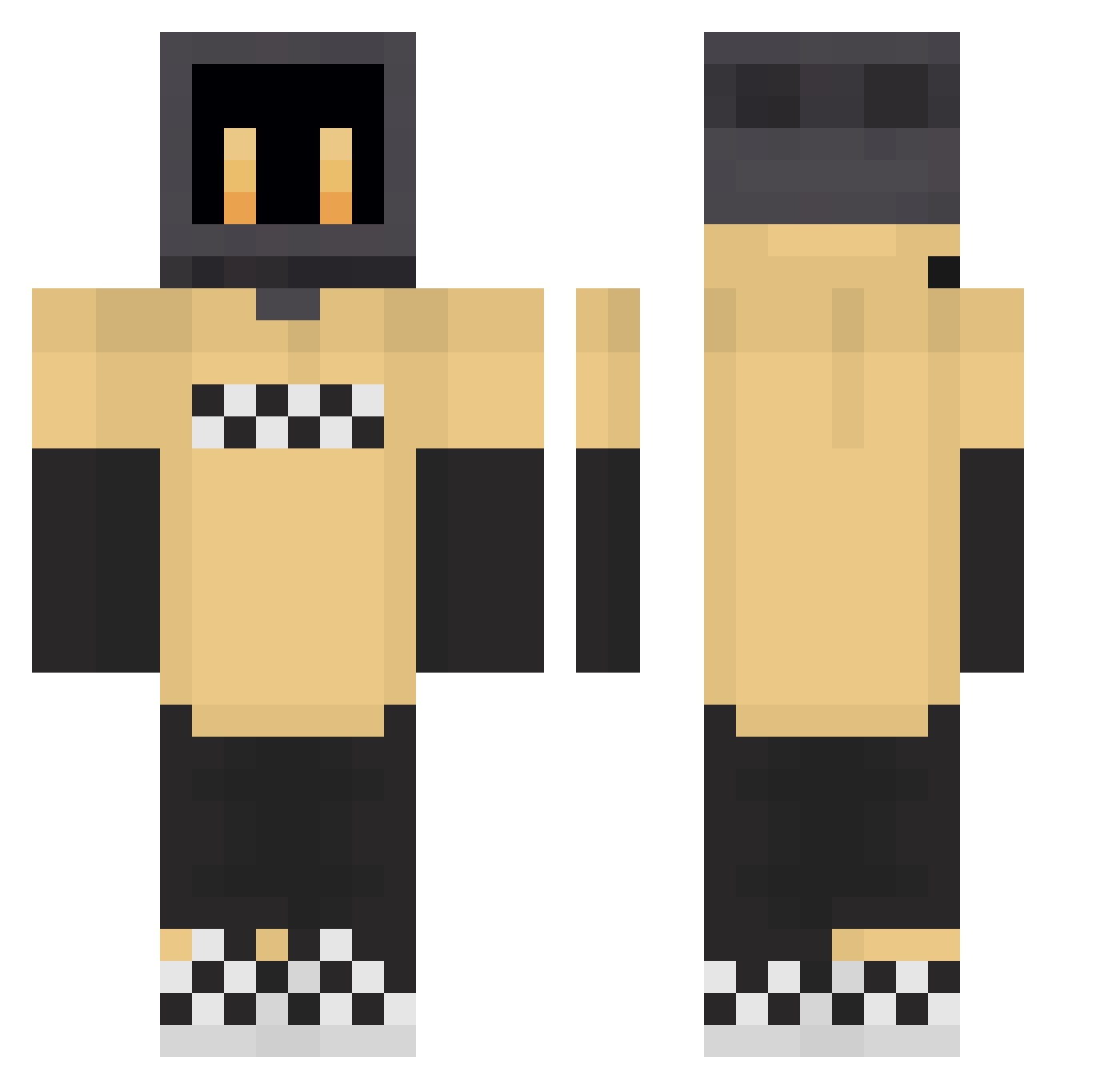kamfig Minecraft skin, front and back view