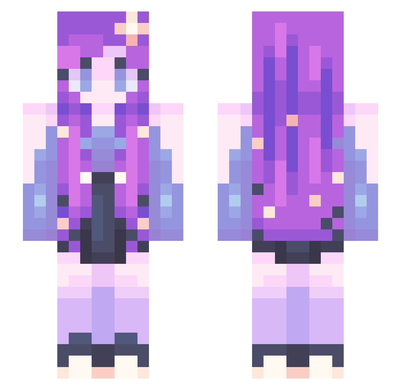 Schrawr Minecraft skin, front and back view