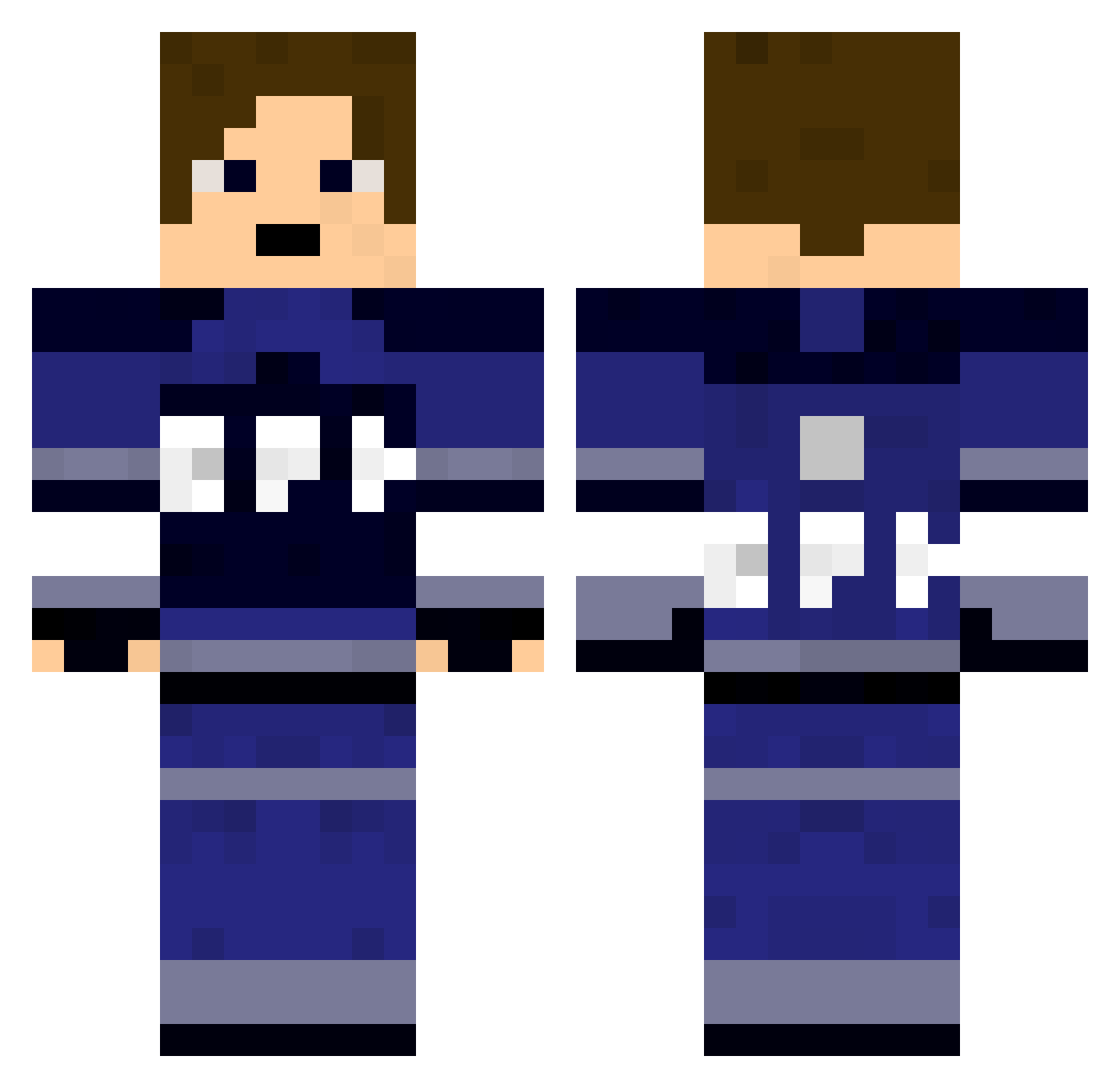poussin Minecraft skin, front and back view