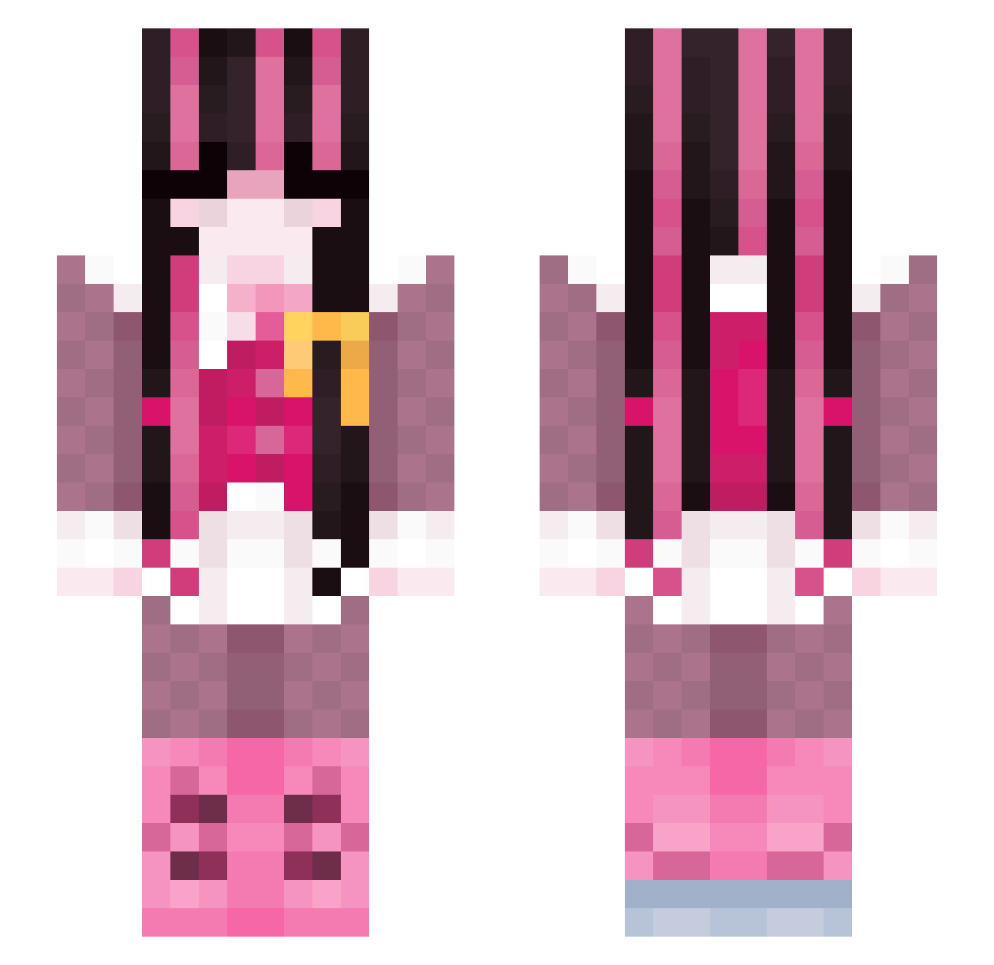 mariLuaS2 Minecraft skin, front and back view