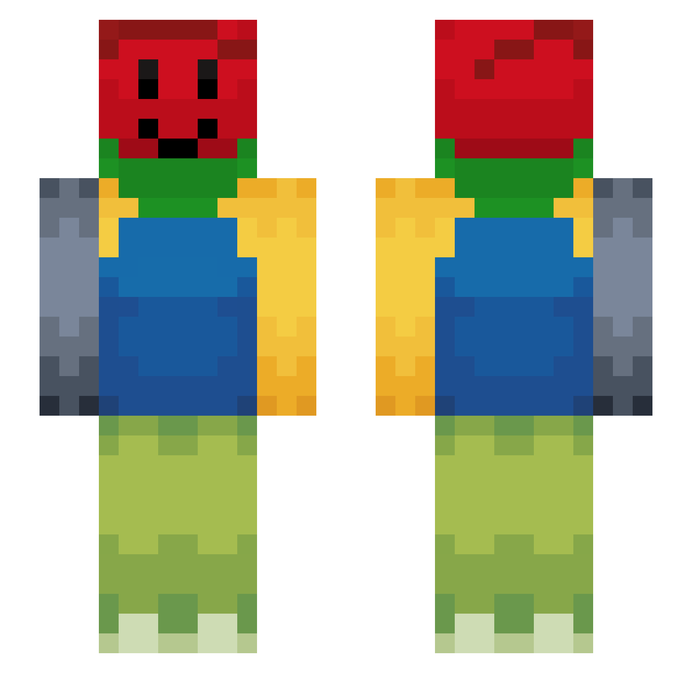 MrOfManyNames Minecraft skin, front and back view