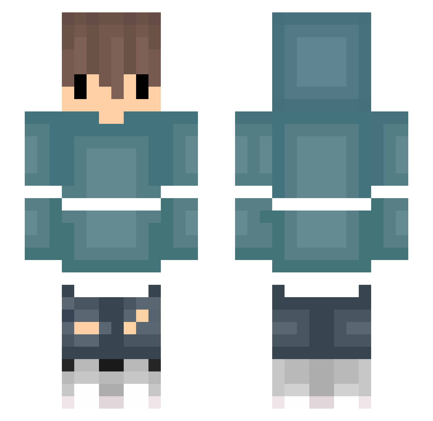 SiehstDuMeinBart Minecraft skin, front and back view