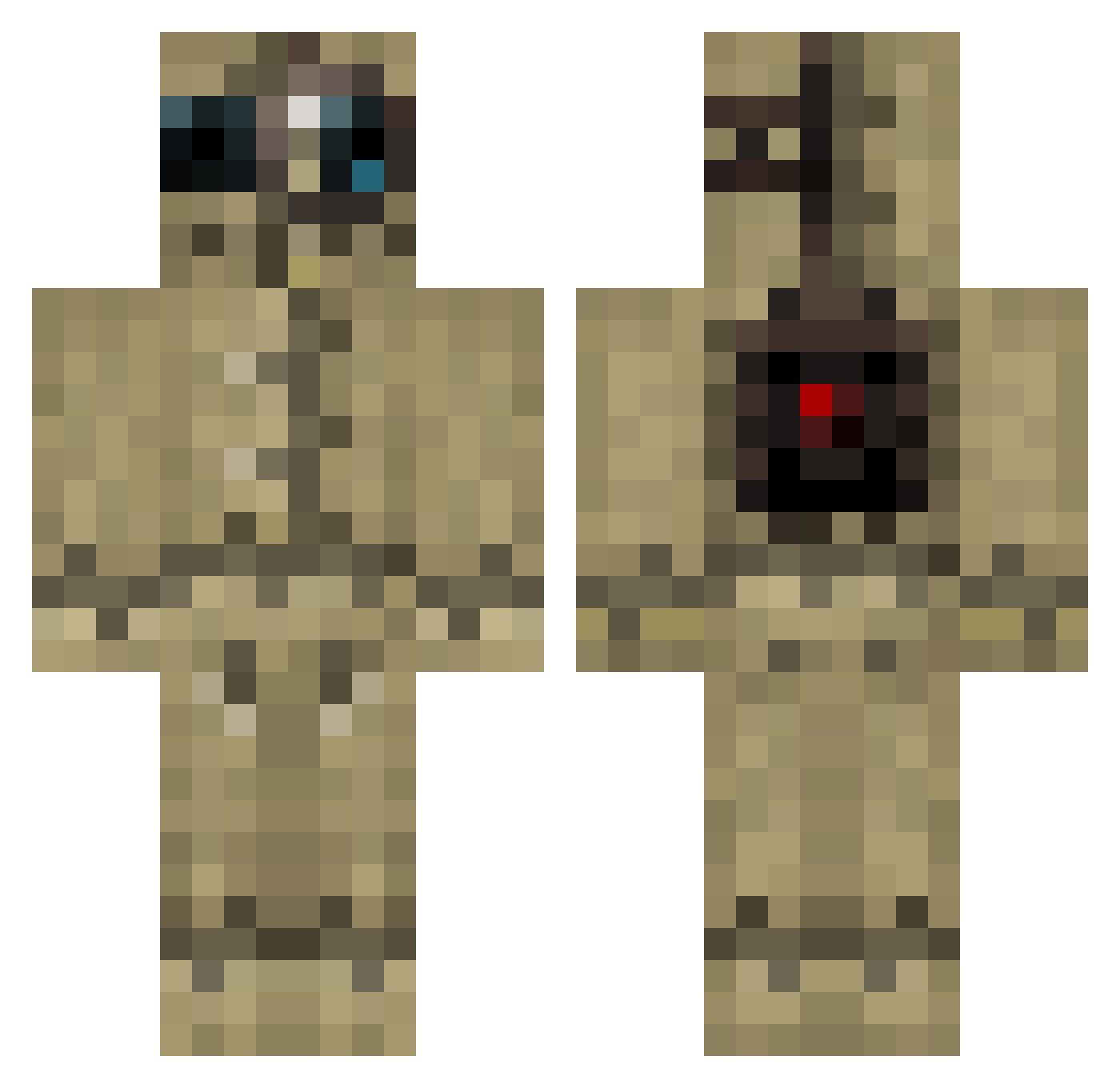 Syntaxis Minecraft skin, front and back view