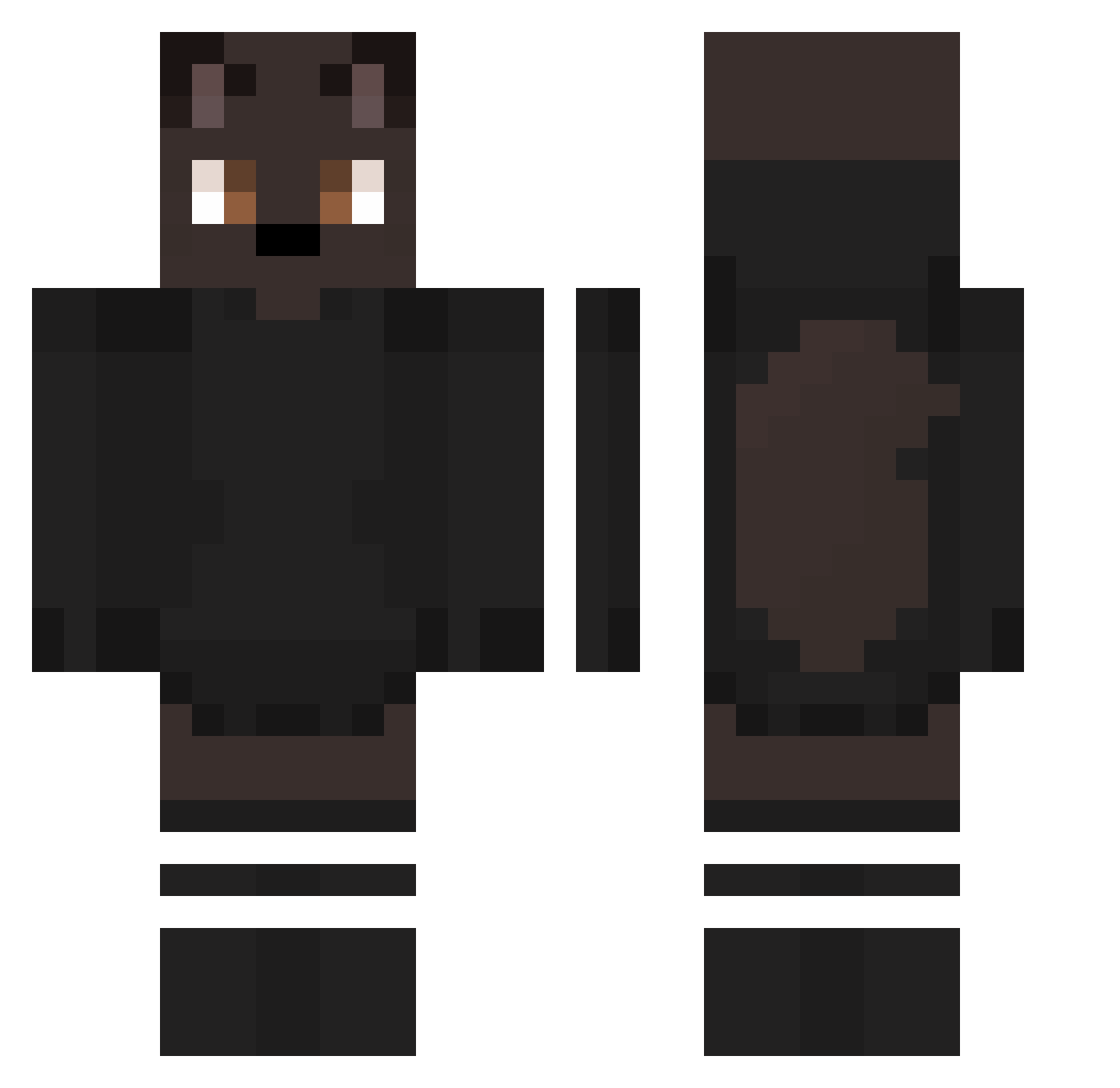 RokaSnow Minecraft skin, front and back view