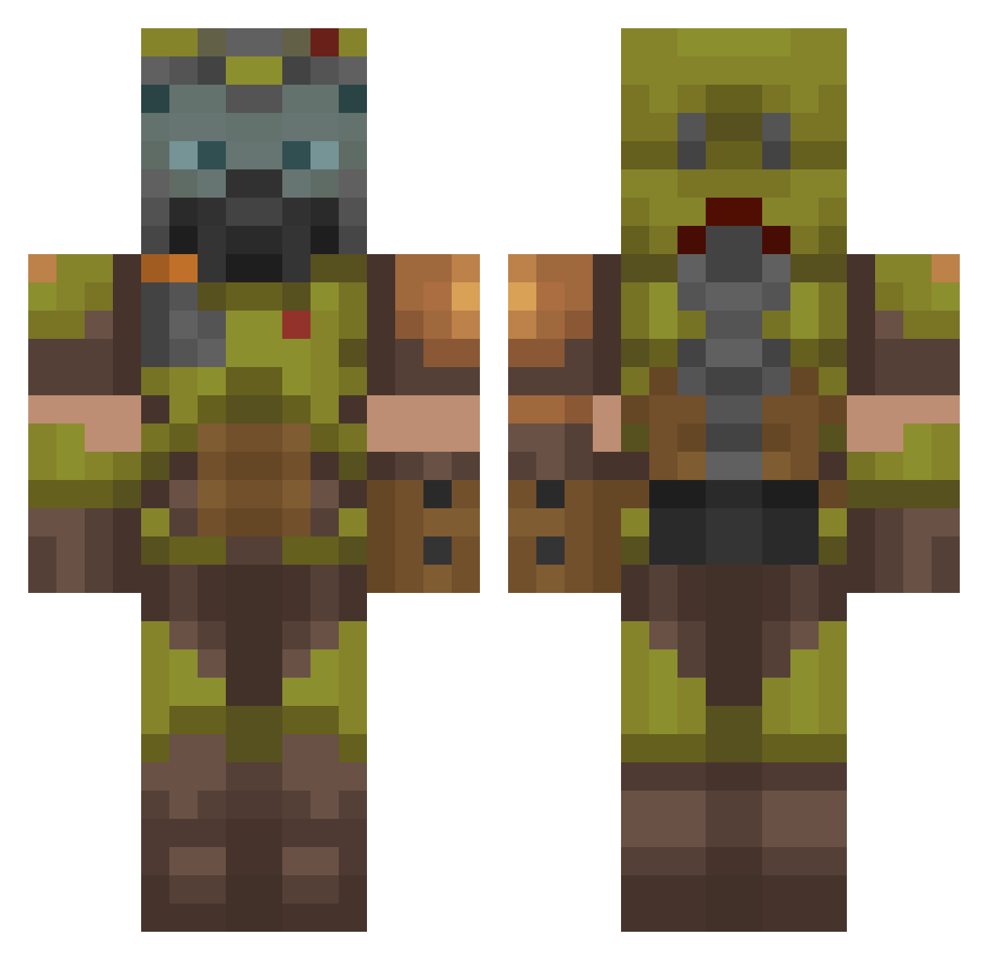 Jamessec Minecraft skin, front and back view