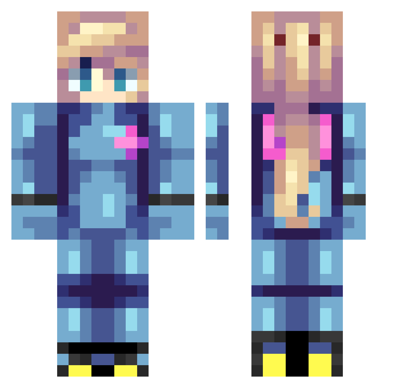 JarOfEstus Minecraft skin, front and back view