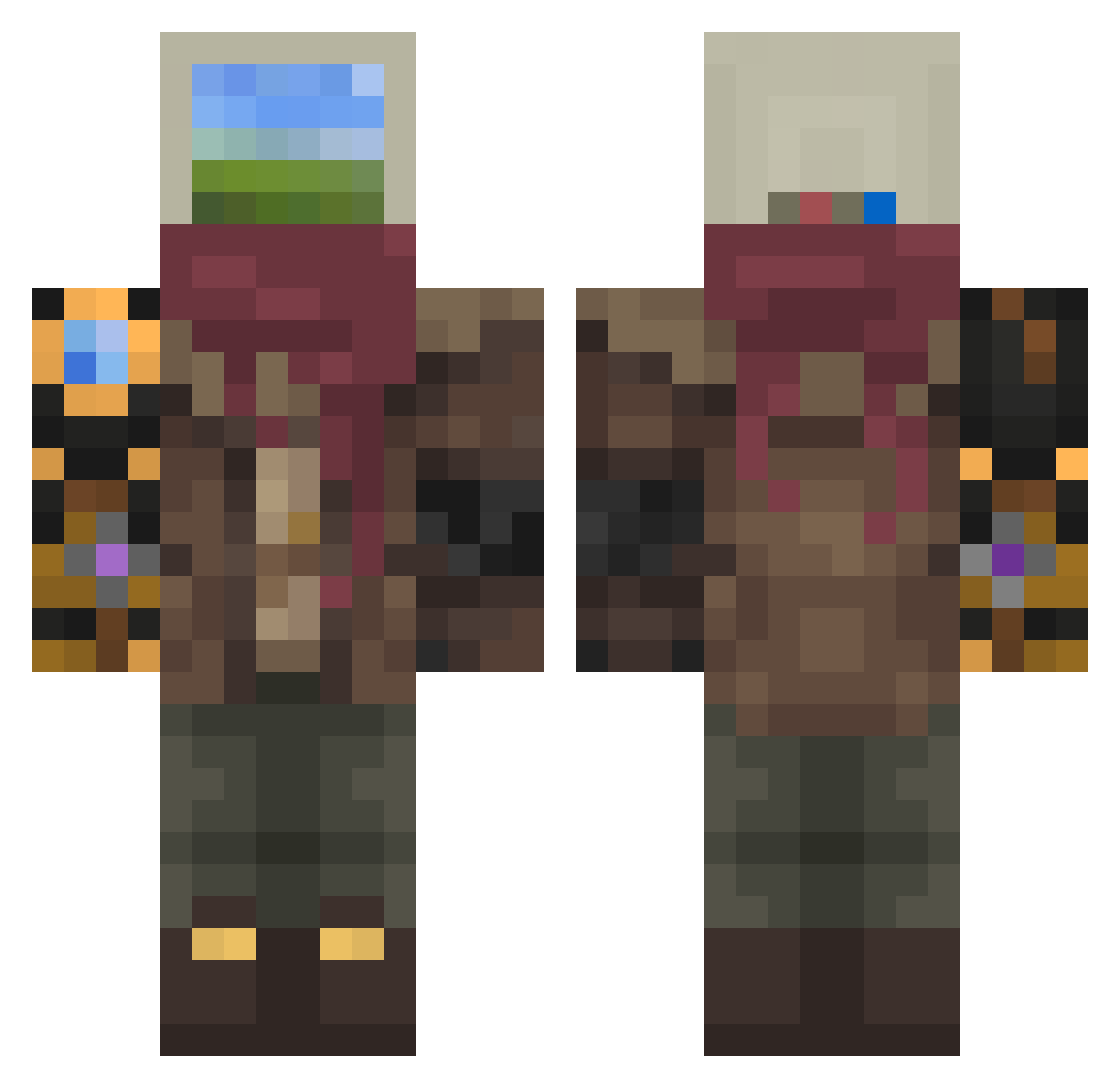 CorvusGaming56 Minecraft skin, front and back view