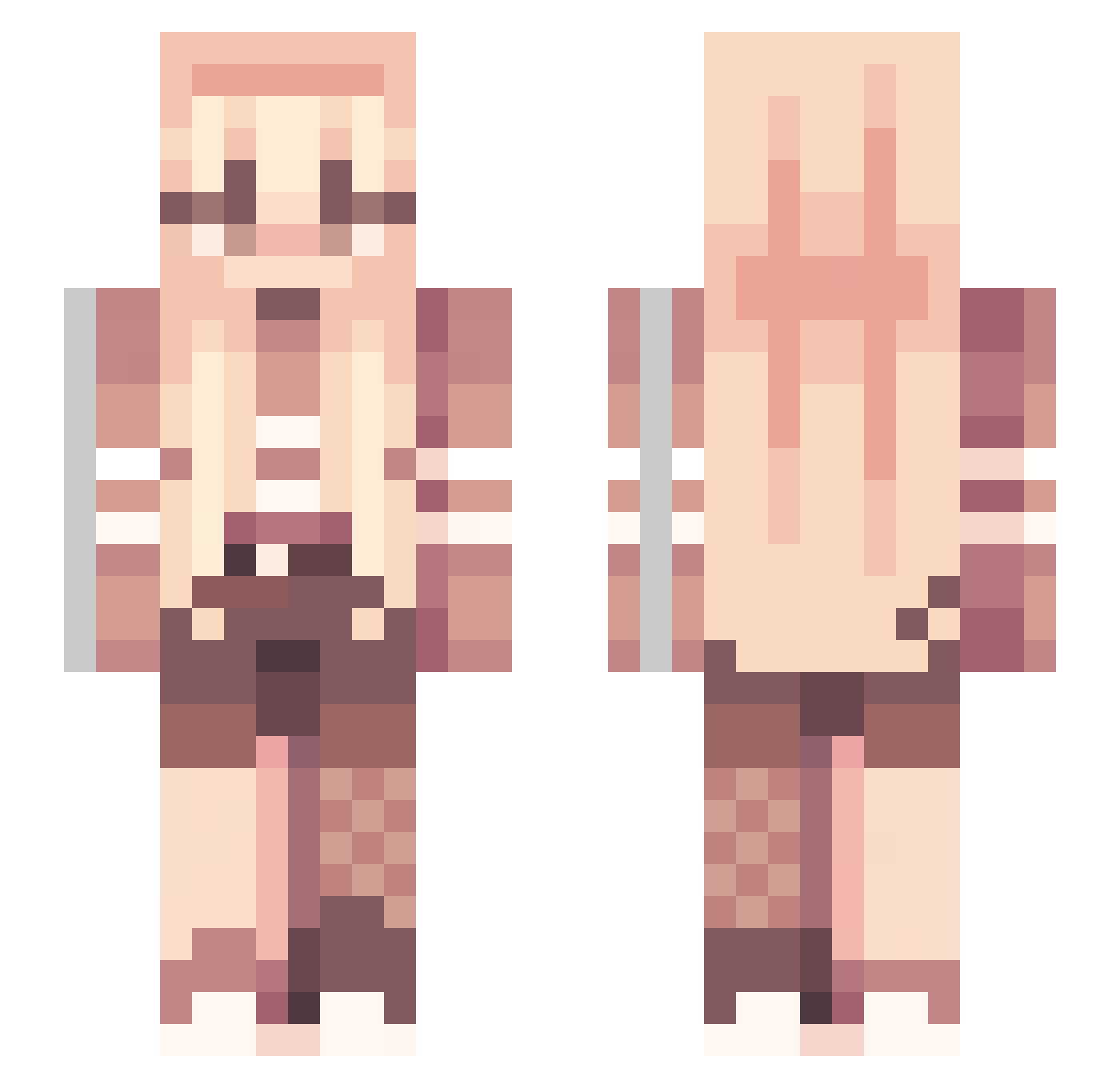 wassii Minecraft skin, front and back view