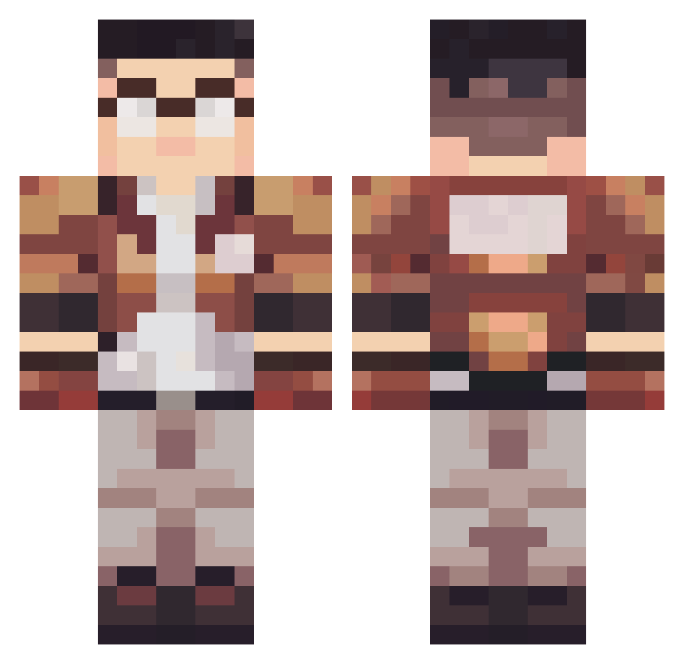 maucaco Minecraft skin, front and back view