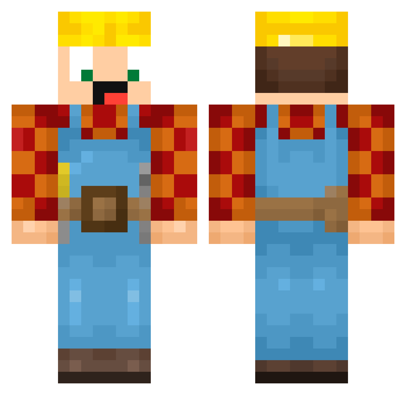 HeyMikkel Minecraft skin, front and back view