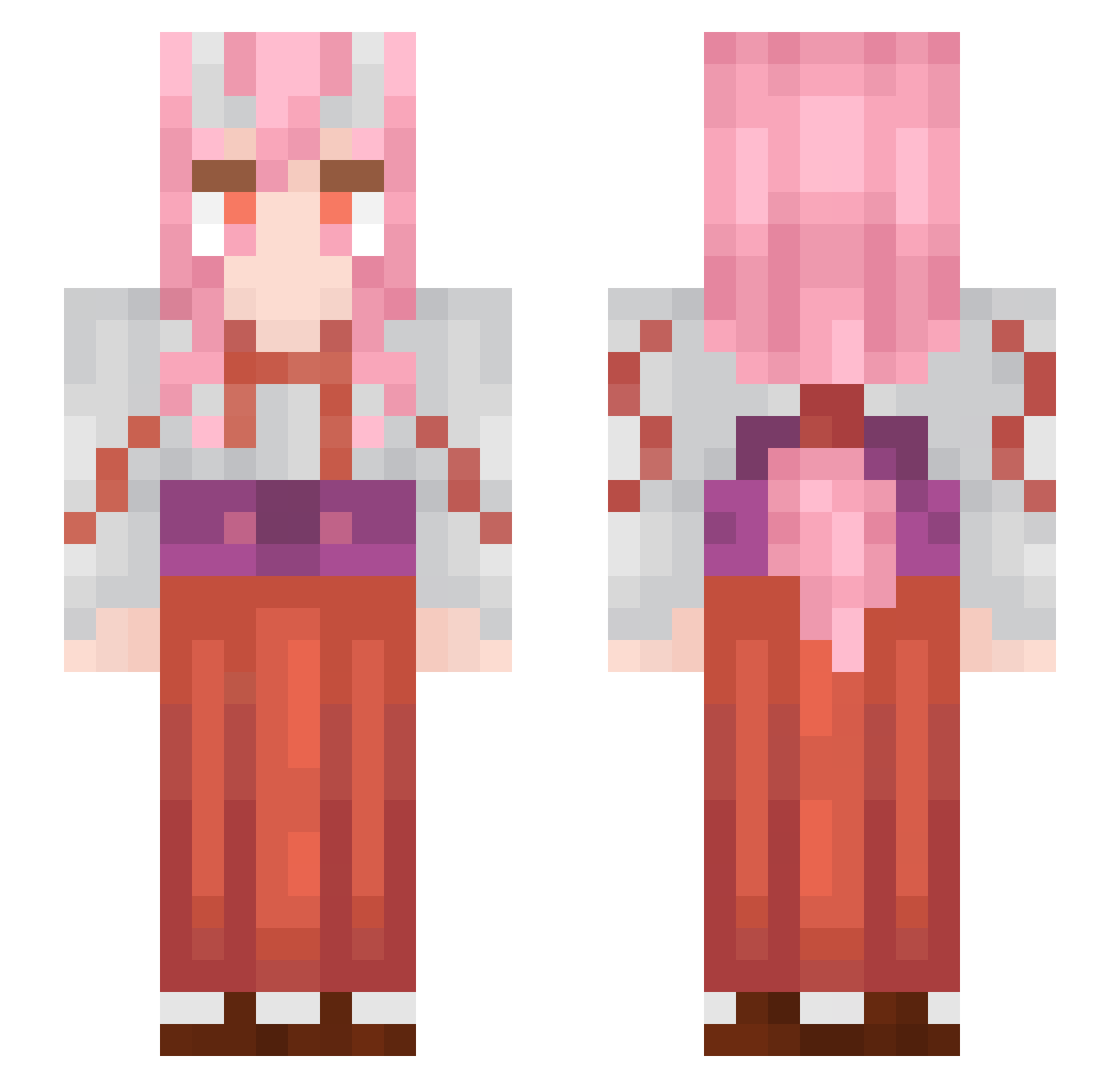 eneeset Minecraft skin, front and back view