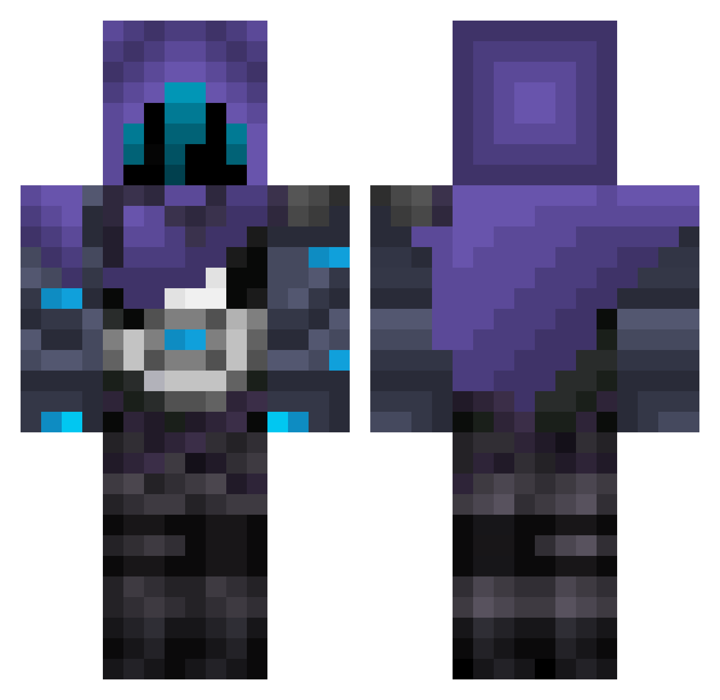cursefroge Minecraft skin, front and back view