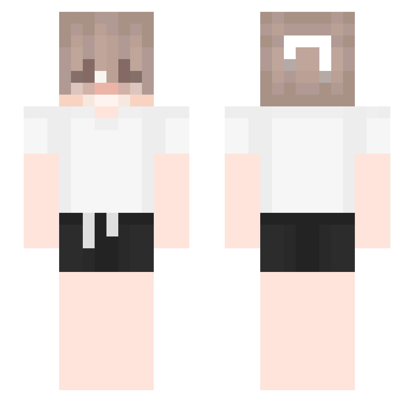 Segekko Minecraft skin, front and back view