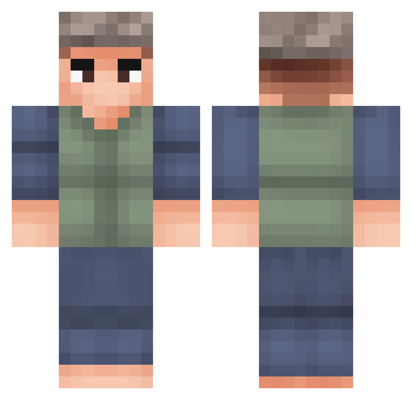 Truncator Minecraft skin, front and back view