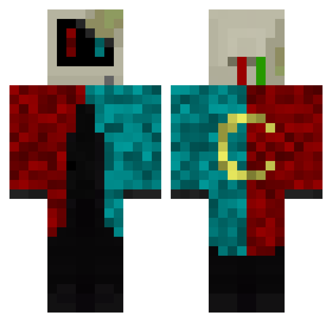 Tobleone143950 Minecraft skin, front and back view