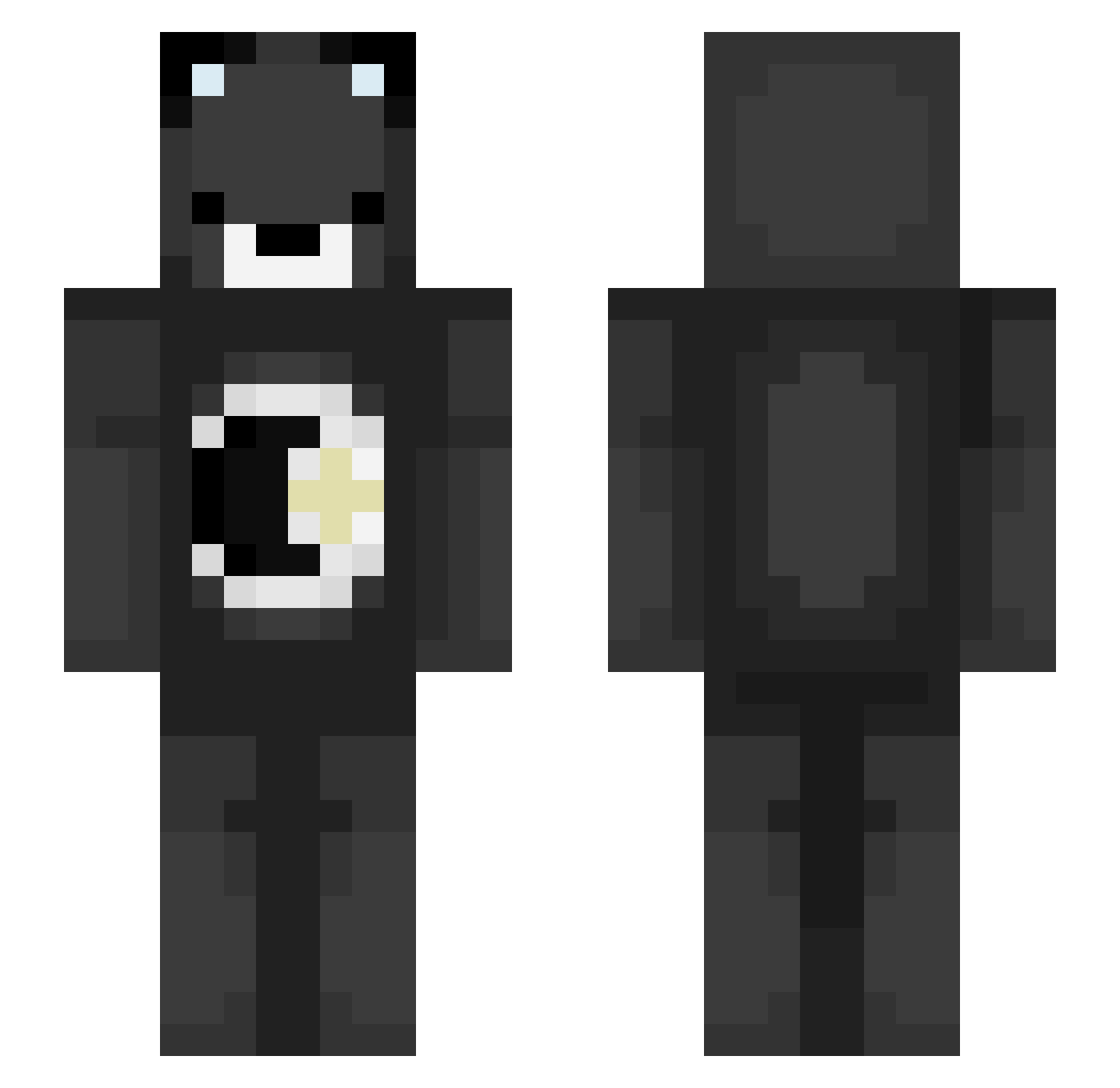 Hueevooon Minecraft skin, front and back view