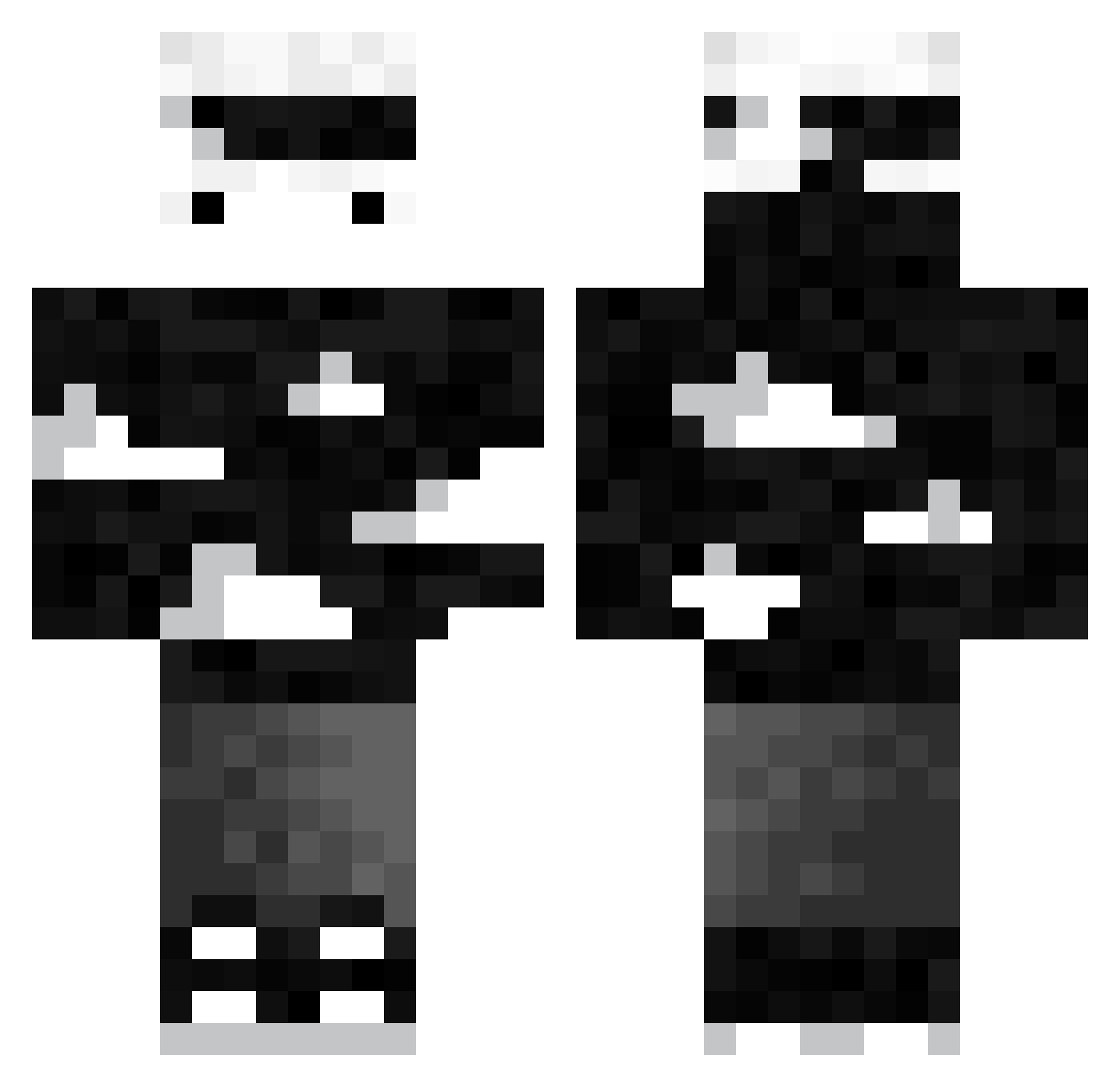 RngIsAScam Minecraft skin, front and back view