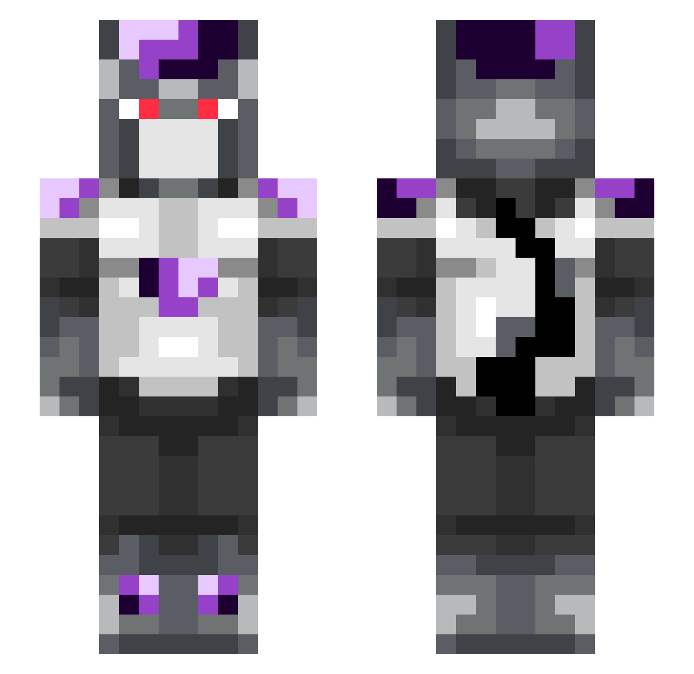 NiteWolfdv Minecraft skin, front and back view