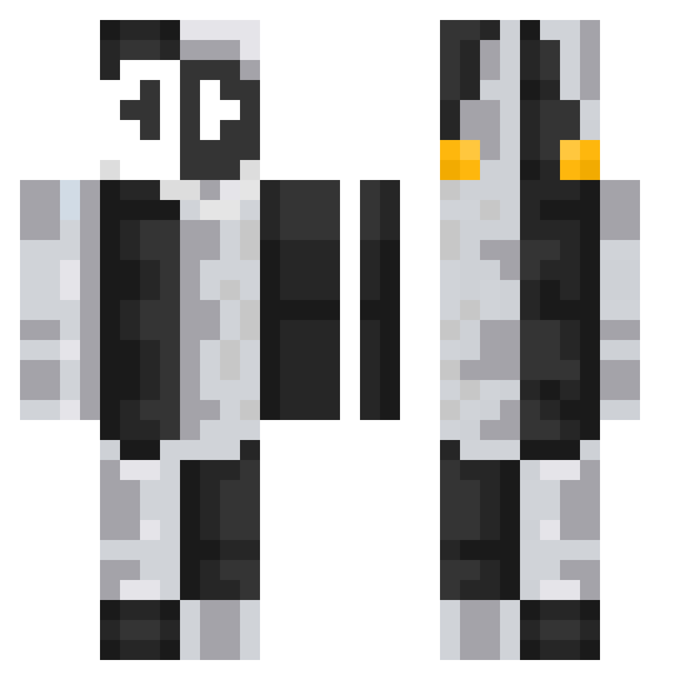 TheOytser Minecraft skin, front and back view