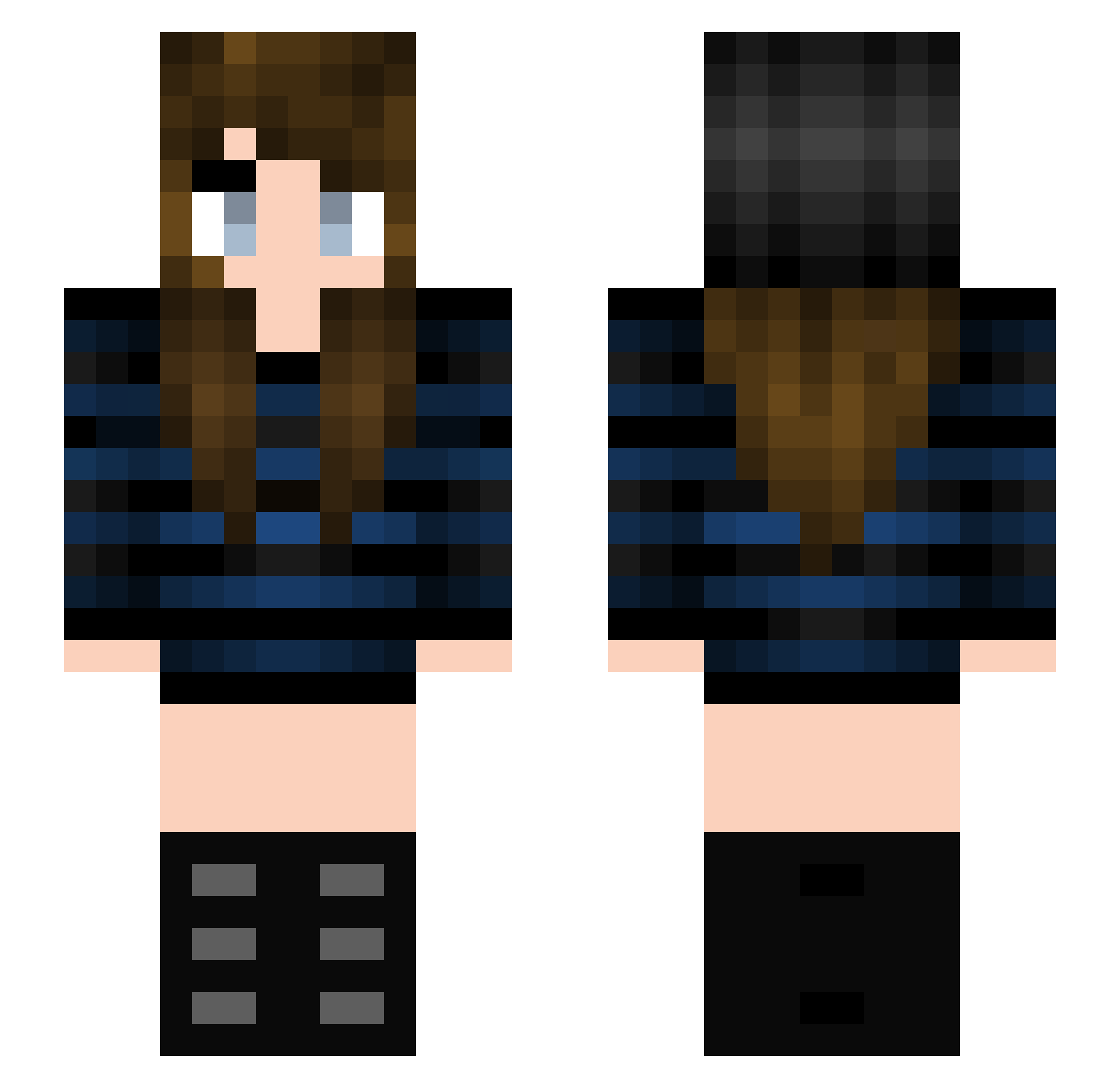 Vitrification Minecraft skin, front and back view